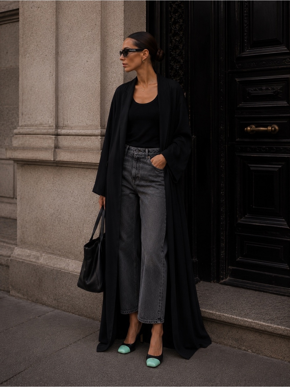 BCBGMaxAzria Black Draped Maxi Dress
